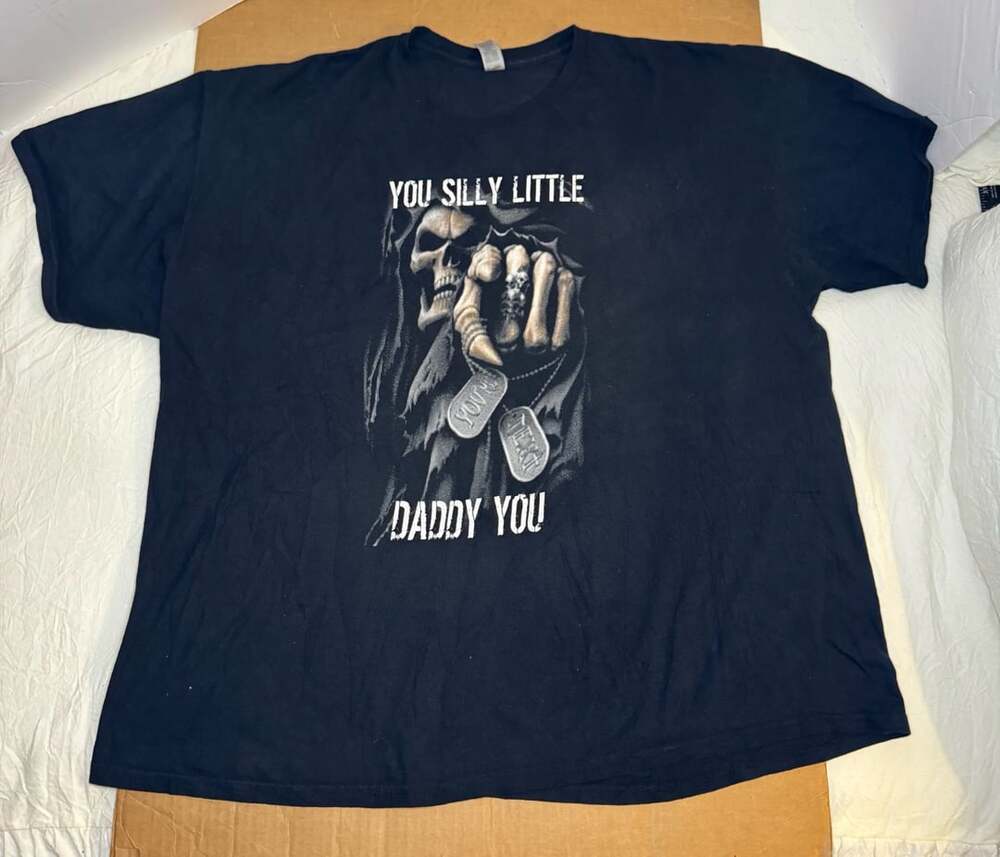 Graphic T-Shirt Size 2XL Black Grim Reaper You Silly Little Gildan